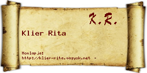 Klier Rita névjegykártya